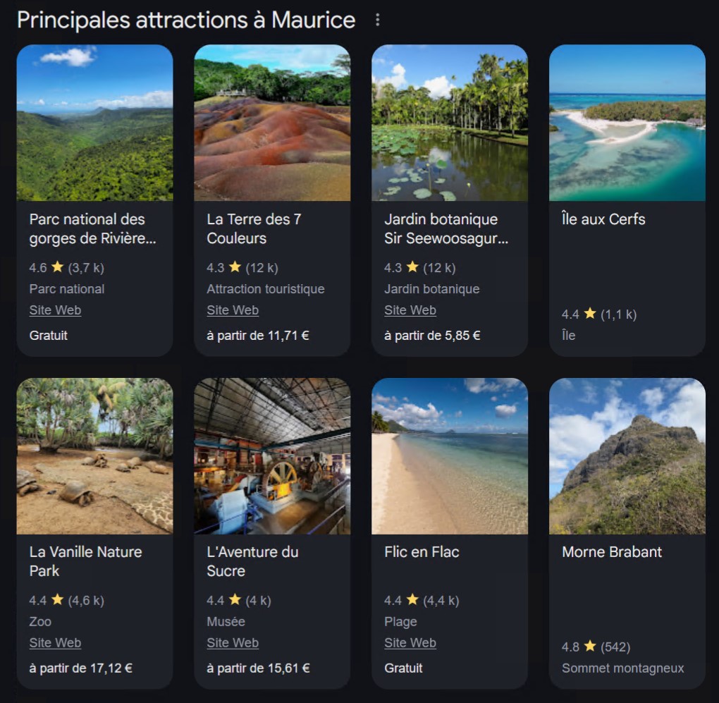 Activités touristiques à Maurice